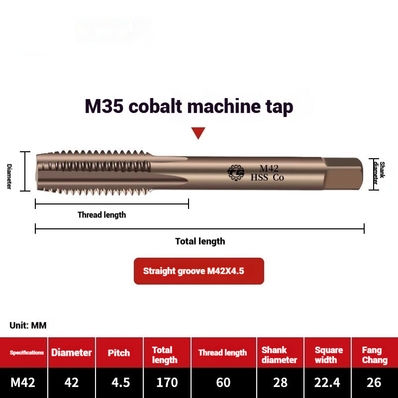 1104-M35 Cobalt straight flute tap machine tapping stainless steel special high-speed steel tapping coarse teeth spiral apex Shandong Denso Pricision Tools Co.,Ltd.